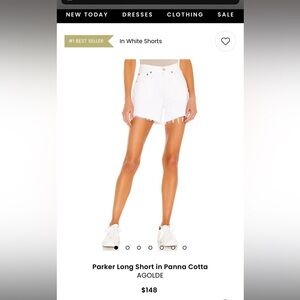 AGOLDE denim shorts: Parker long white denim, retail $148, NWT raw hem